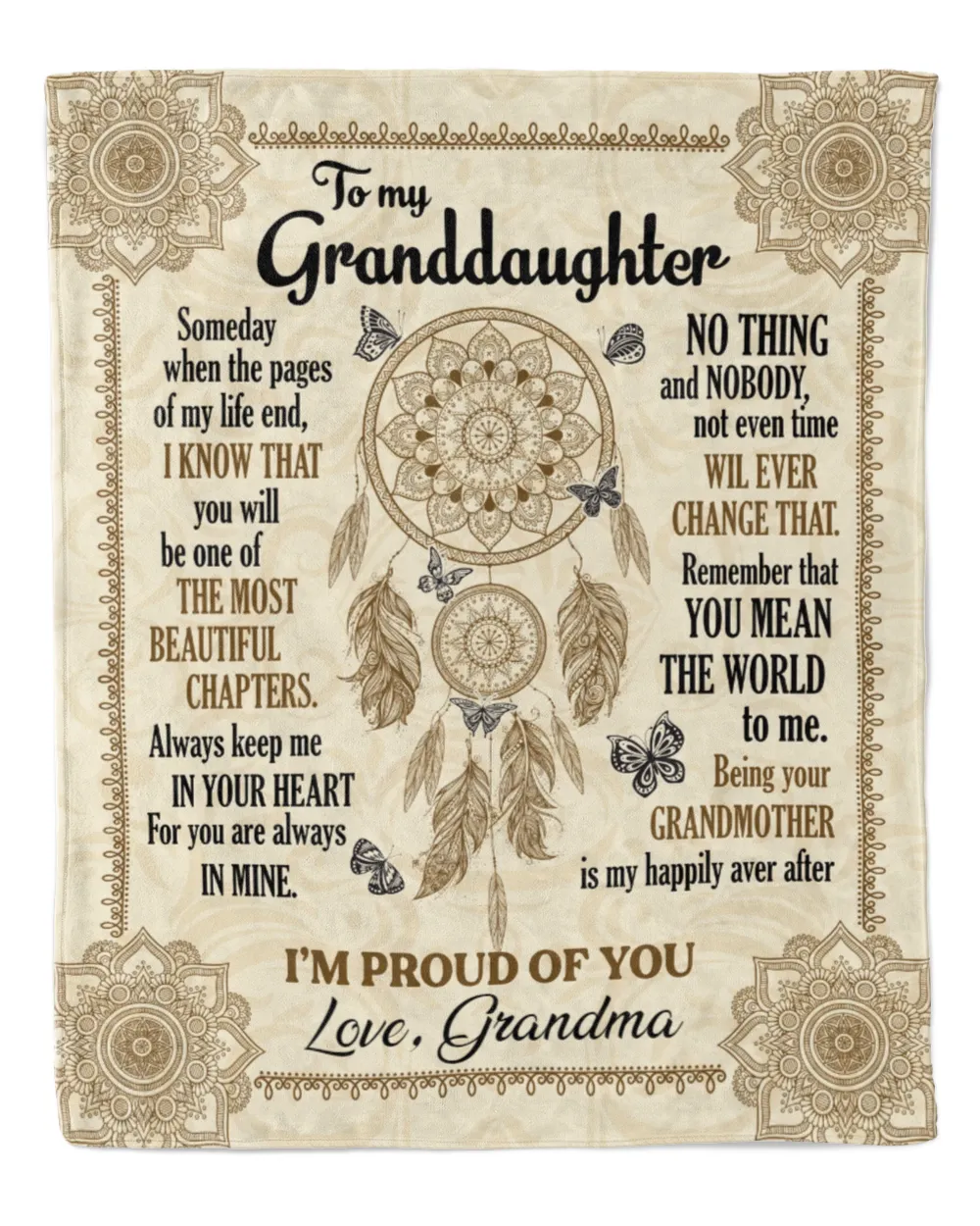 Personalized Granddaughter Gift,  MOST BEAUTIFUL CHAPTERS, Vintage Dreamcatcher and butterfly