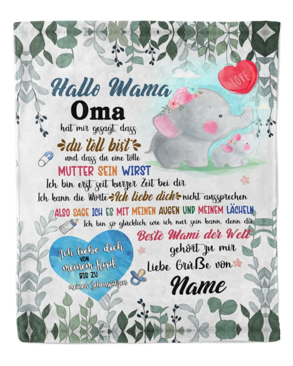Hallo Mama Cozy Plush Fleece Blanket white 30x40in