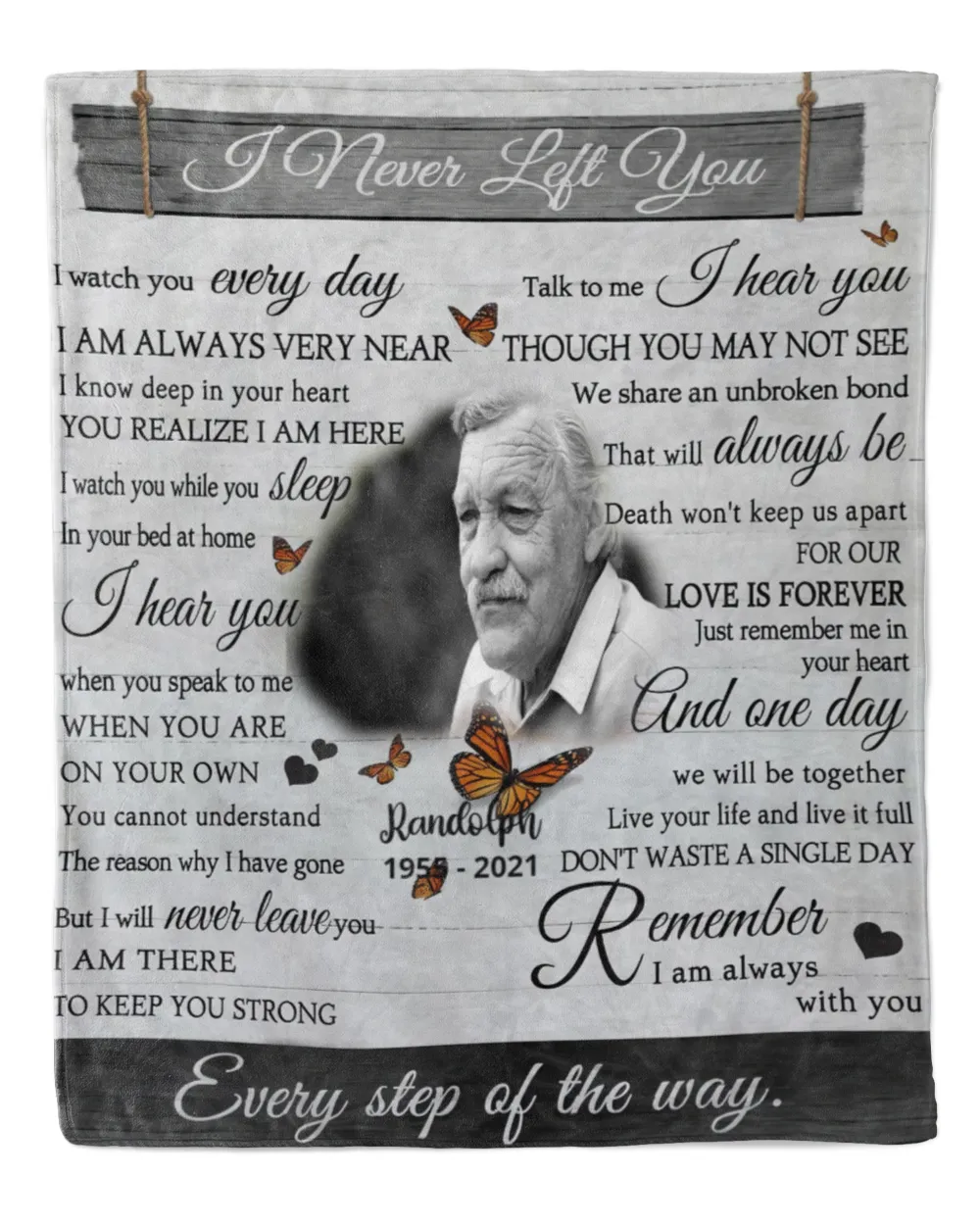 Personalized Custom I Never Left You Memorial Blanket With Pictures Sherpa Fleece Blanket FBL13 Cozy Plush Fleece Blanket white 30x40in