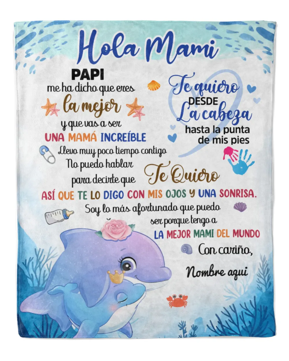 Hola Mami Papi me ha dicho que eres la mejor y que vas a ser una mamá increíble. Cozy Plush Fleece Blanket white 30x40in