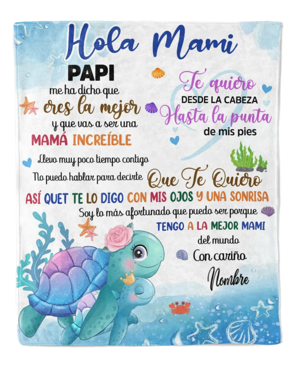 Hola Mami Papi  me ha dicho que eres la mejor y que vas a ser una mamá increíble. Cozy Plush Fleece Blanket white 30x40in