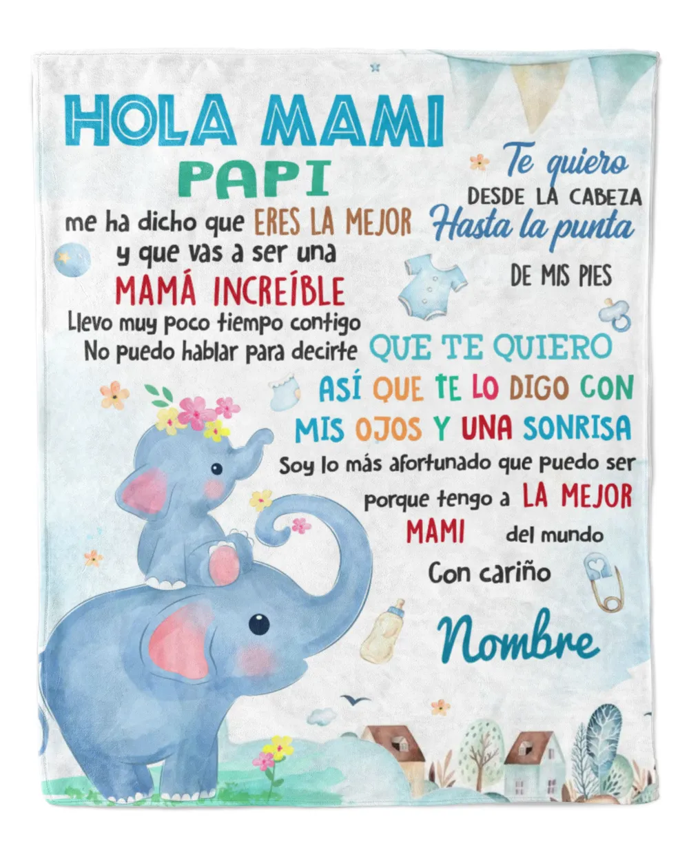 Hola Mami Papi  me ha dicho que eres la mejor y que vas a ser una mamá increíble. Cozy Plush Fleece Blanket white 30x40in