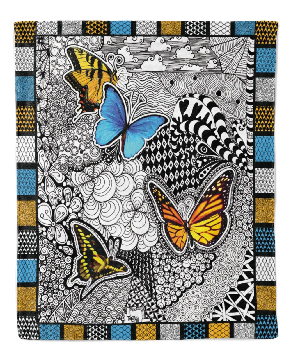 Butterfly Stylized Pattern BW