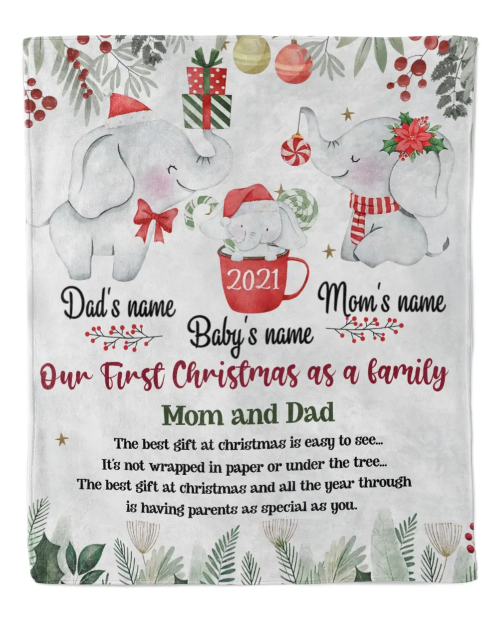 TIHATA® Blanket Personalized Name, Gift for 1st baby, newborn, mom and dad Christmas Gift