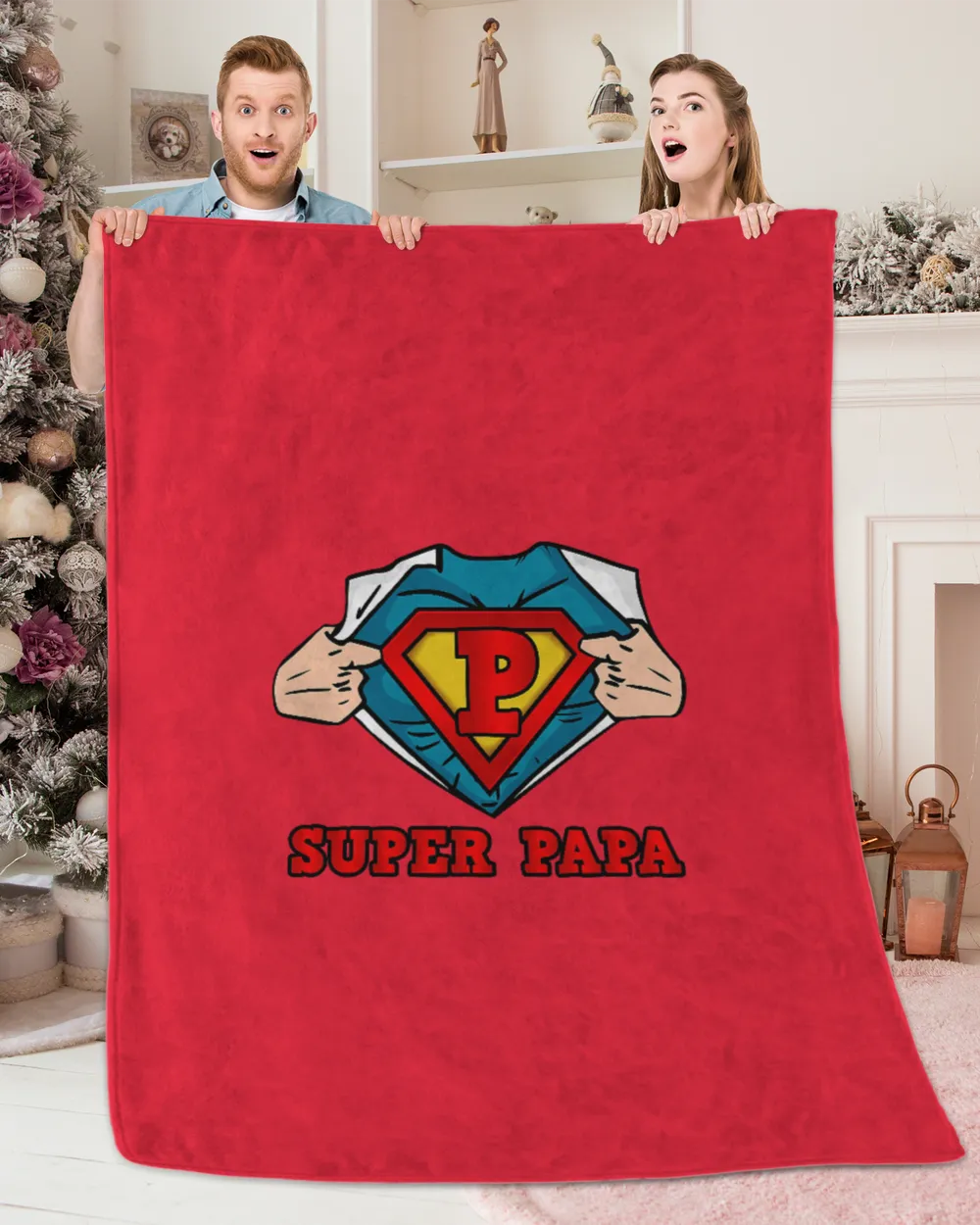 Mens SUPERHERO SUPER PAPA T-SHIRT - GREAT GIFT FOR DAD