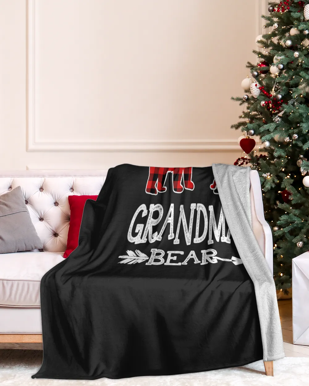 Red Plaid Grandma Bear Christmas Pajama Matching Family Gift T-Shirt