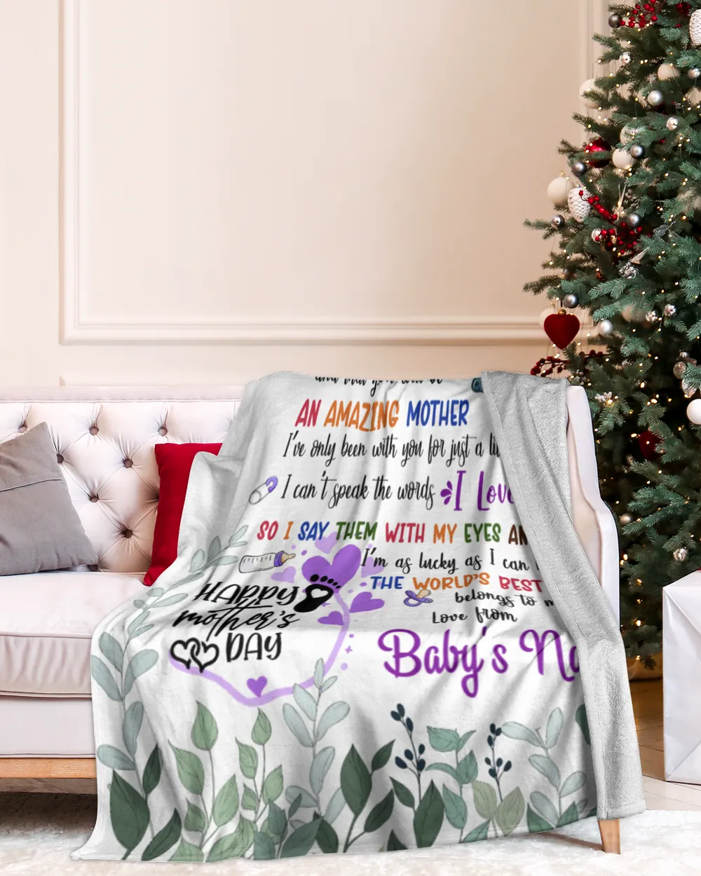 Purple Elephant Baby, Gift for New Mom from Grandma and baby , Safari Baby Shower, Jungle Nursery Blanket