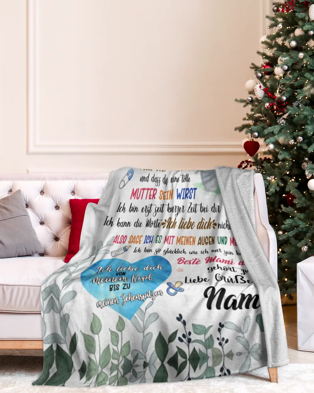 Hallo Mama Cozy Plush Fleece Blanket white 30x40in