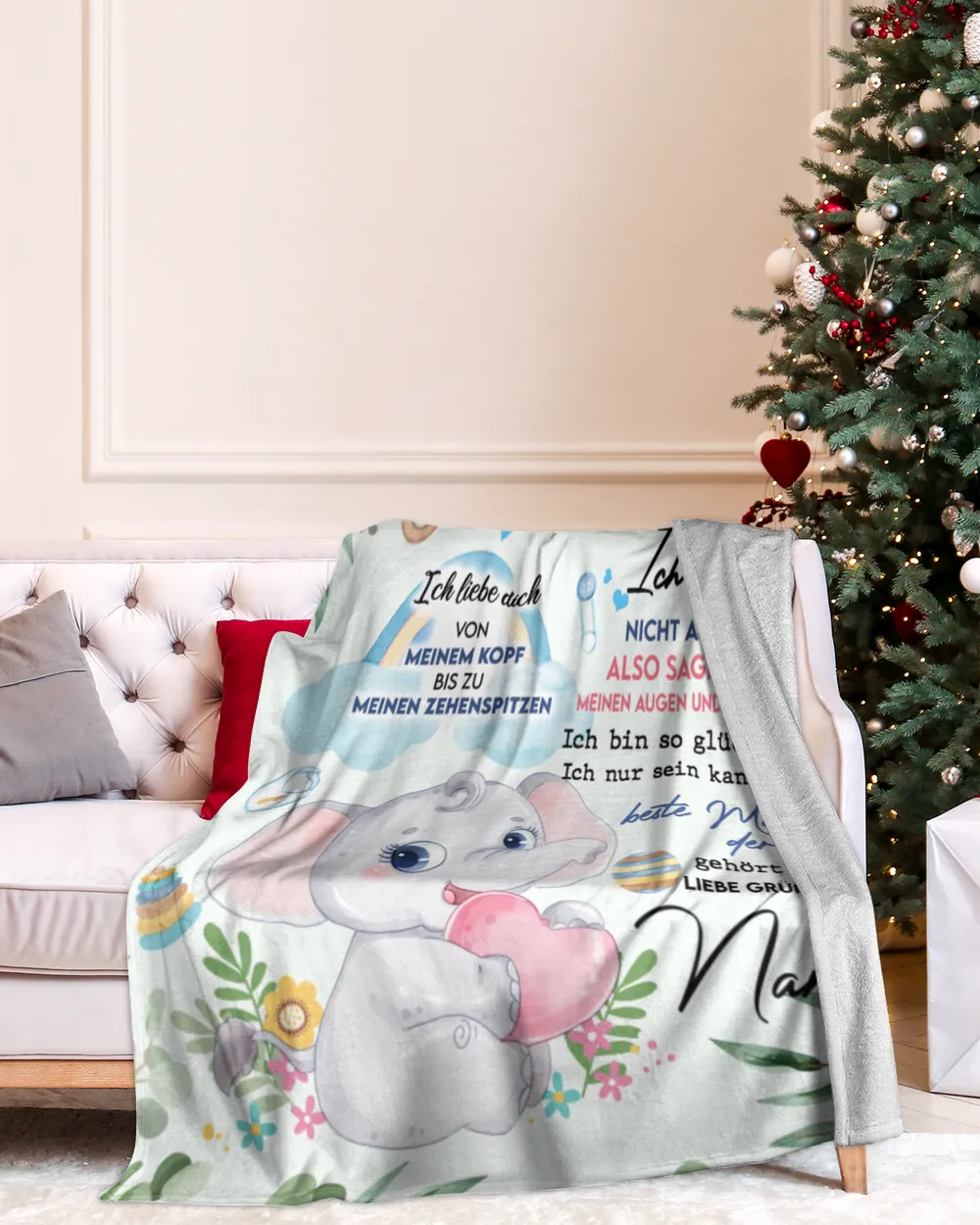 Hallo Mama Cozy Plush Fleece Blanket white 30x40in