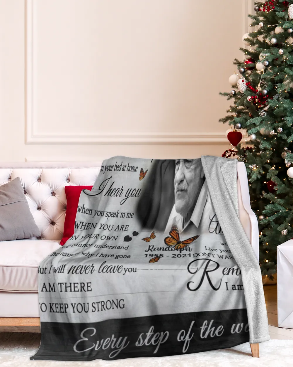 Personalized Custom I Never Left You Memorial Blanket With Pictures Sherpa Fleece Blanket FBL13 Cozy Plush Fleece Blanket white 30x40in