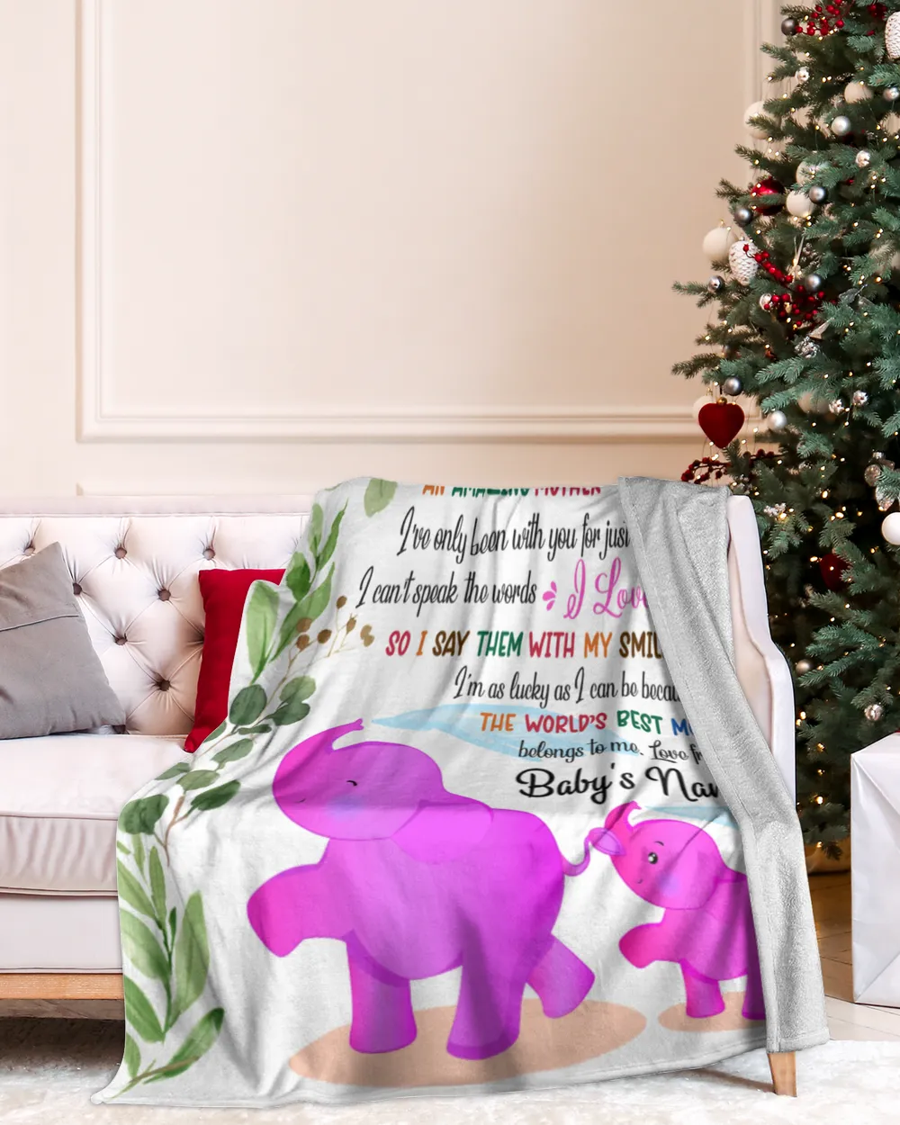 Personalized Hi Mommy and daddy Cute Baby Elephant Girl ,  Gift  for Newdad, Baby Shower Gifts