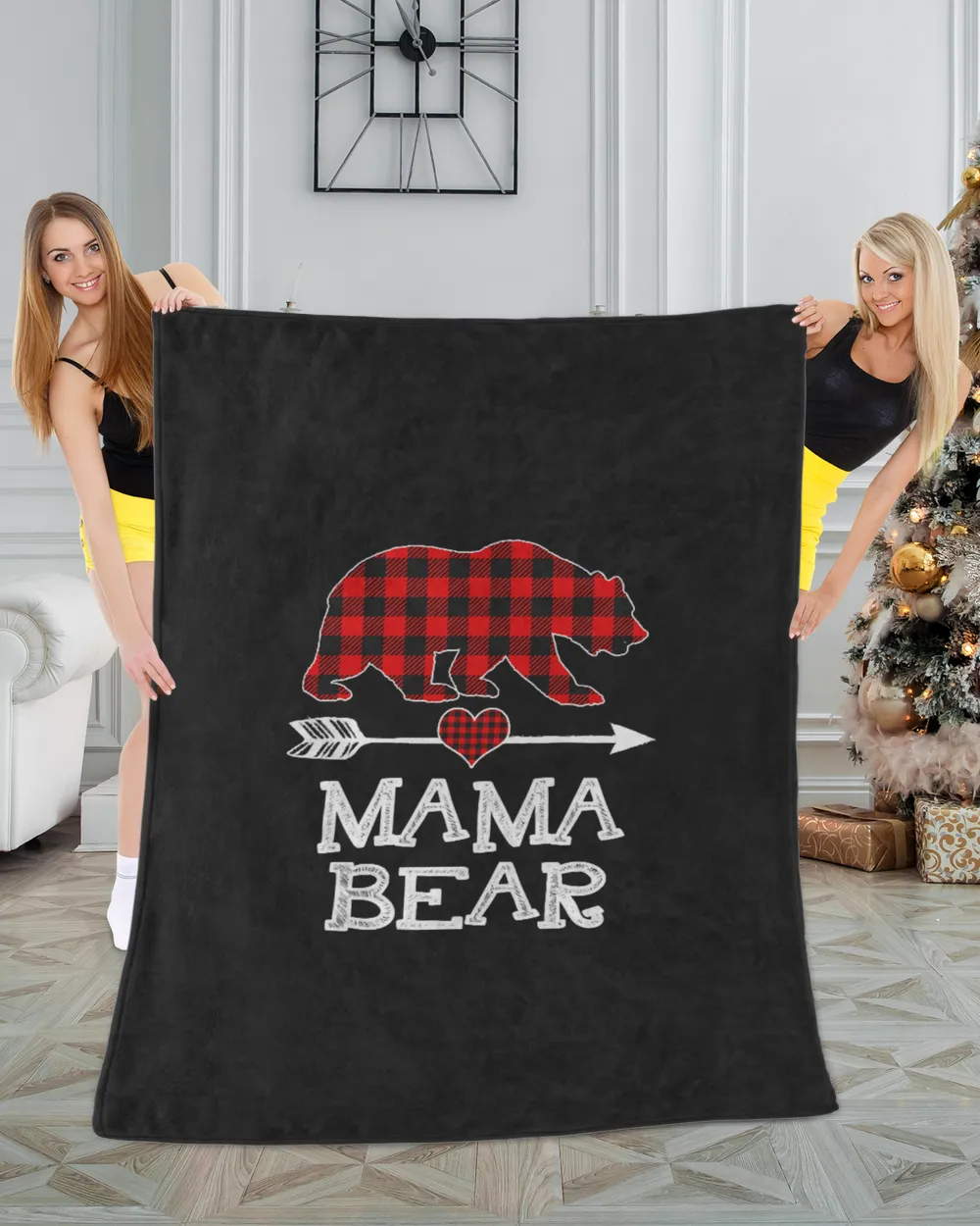 Mama Bear Christmas Pajama Red Plaid Buffalo Family Gift T-Shirt