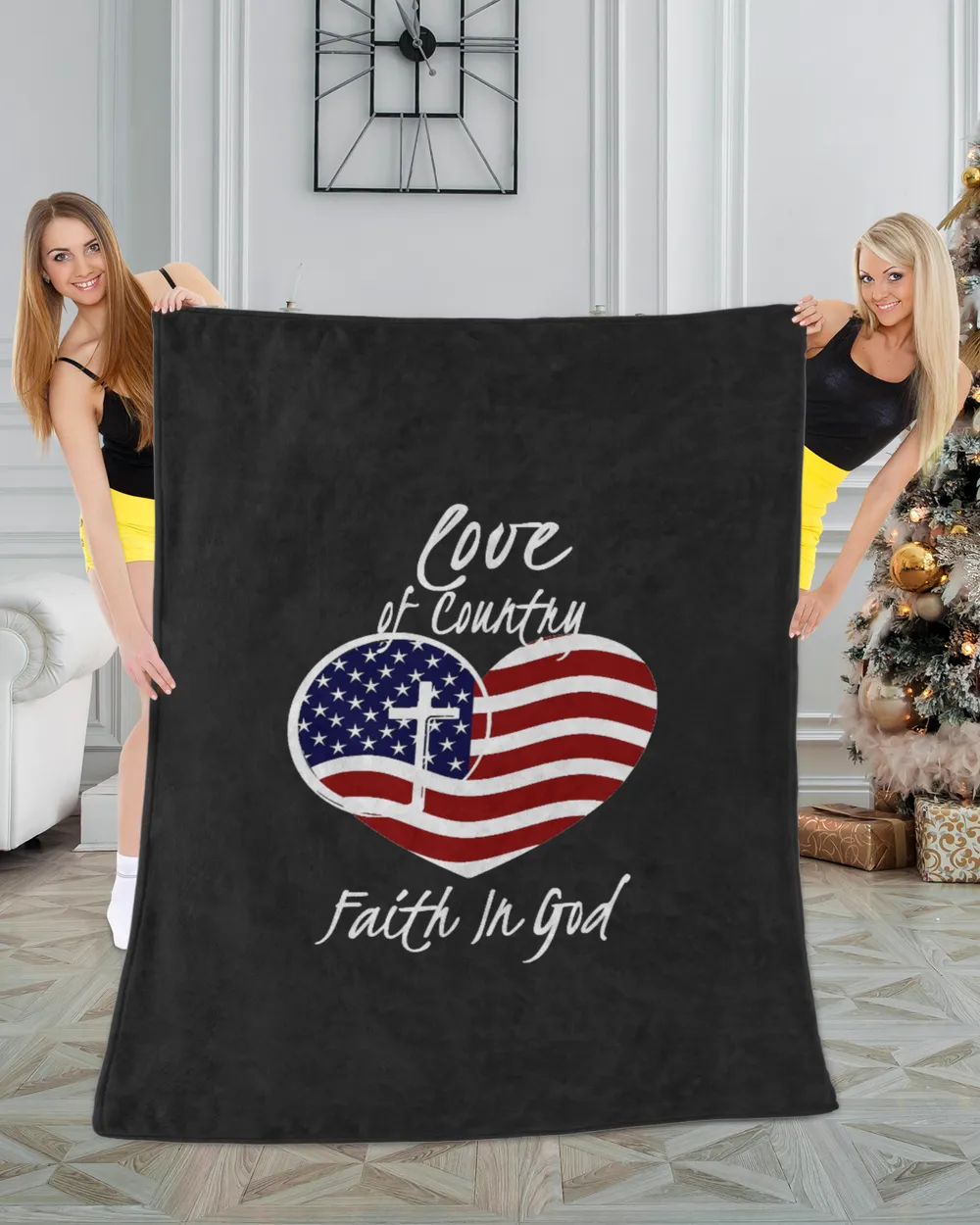 Patriotic Christian Faith In God Heart Cross American Flag T-Shirt