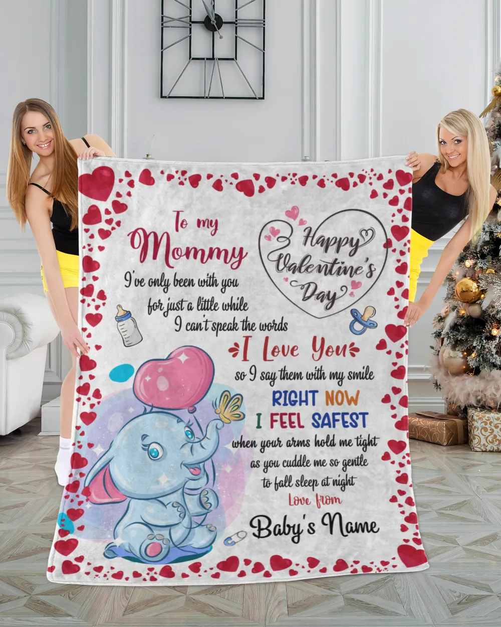 Baby Blanket, Valnetine Gift for New Mom, Happy Valentine Gifs, Valentine Gift for Wife from elephant Baby Wife