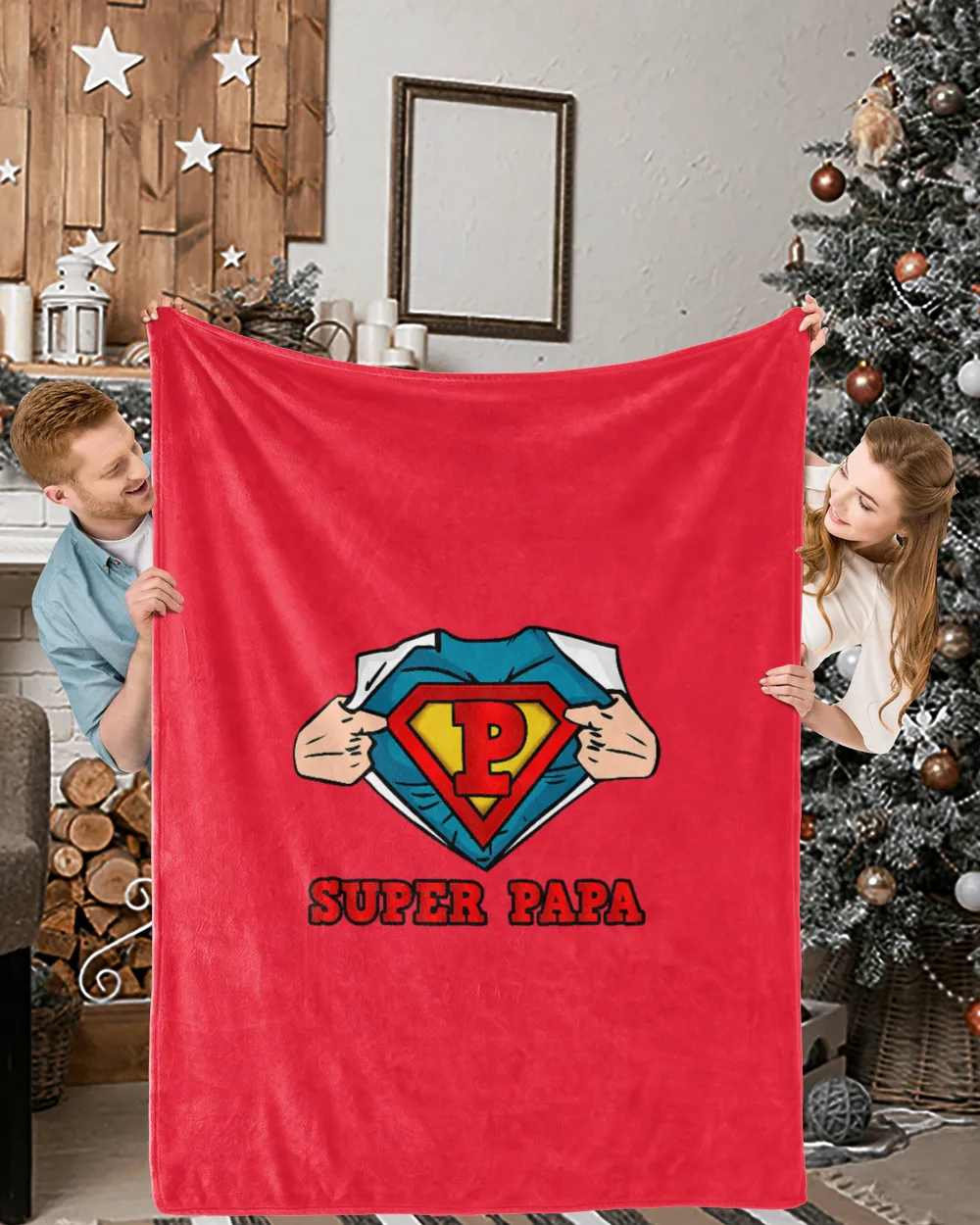 Mens SUPERHERO SUPER PAPA T-SHIRT - GREAT GIFT FOR DAD