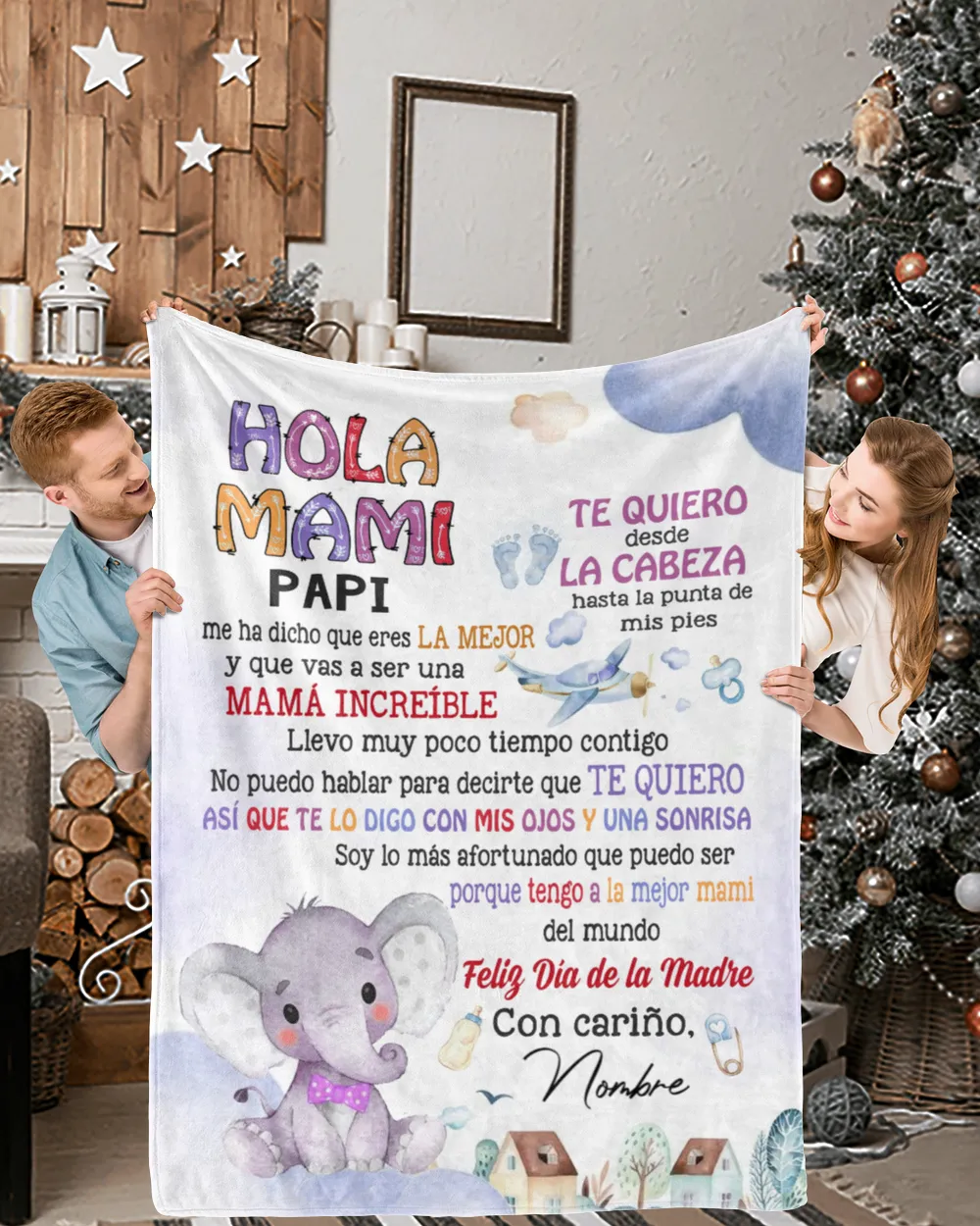 Hola mami Papi me ha dicho que eres la mejor y que vas a ser una mamá increíble. Cozy Plush Fleece Blanket white 30x40in