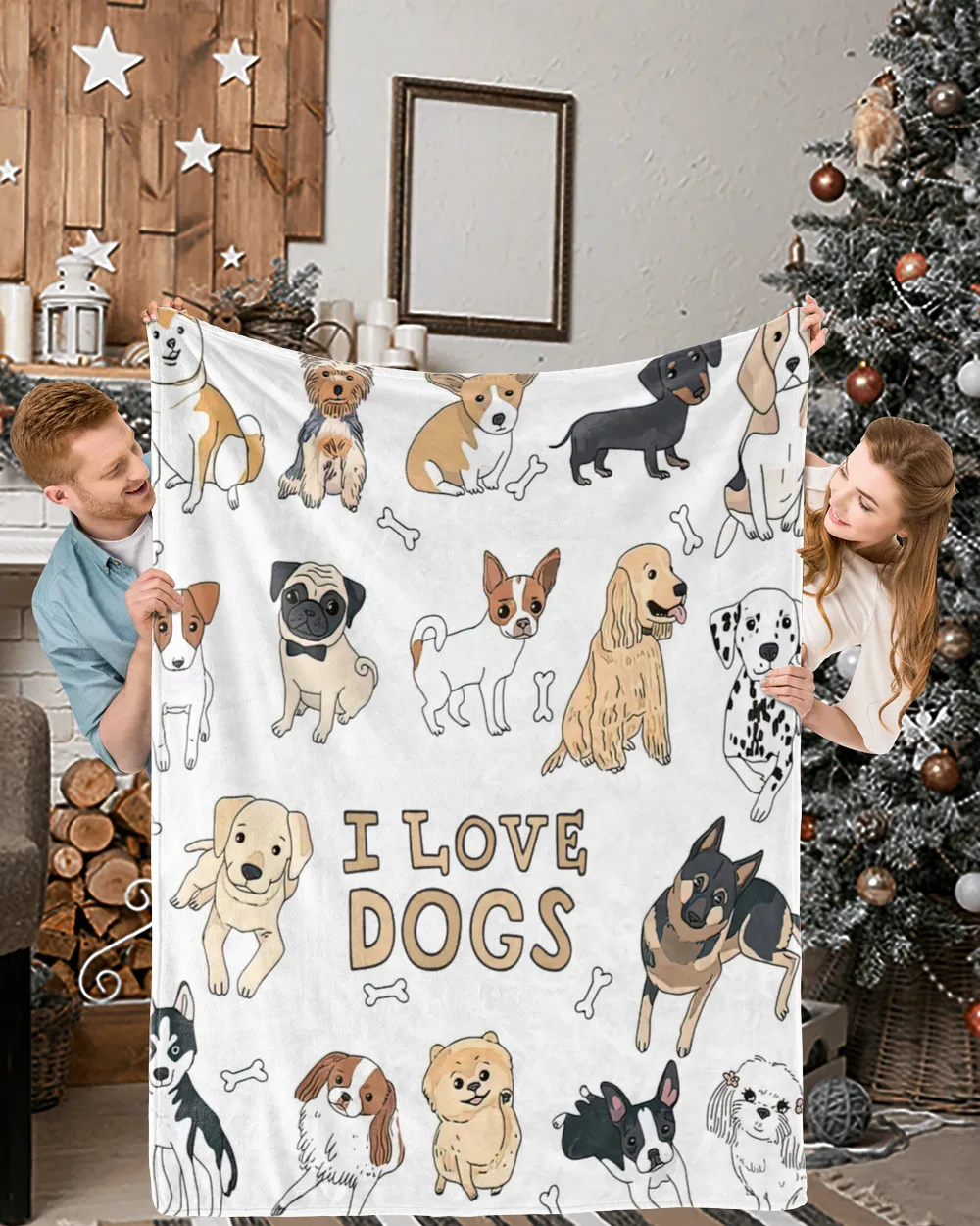 I Love Dogs Blanket - Pet Love Blanket