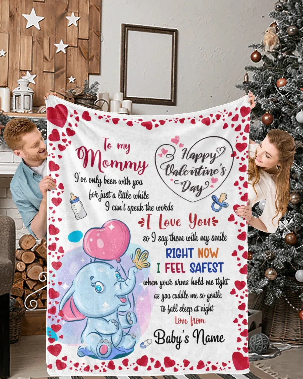 Baby Blanket, Valnetine Gift for New Mom, Happy Valentine Gifs, Valentine Gift for Wife from elephant Baby Wife