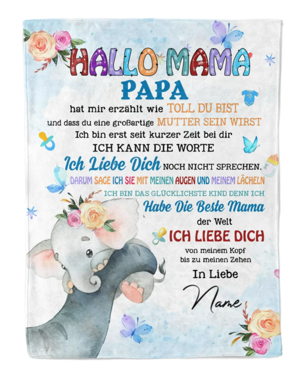 Hallo mama Cozy Plush Fleece Blanket white 30x40in