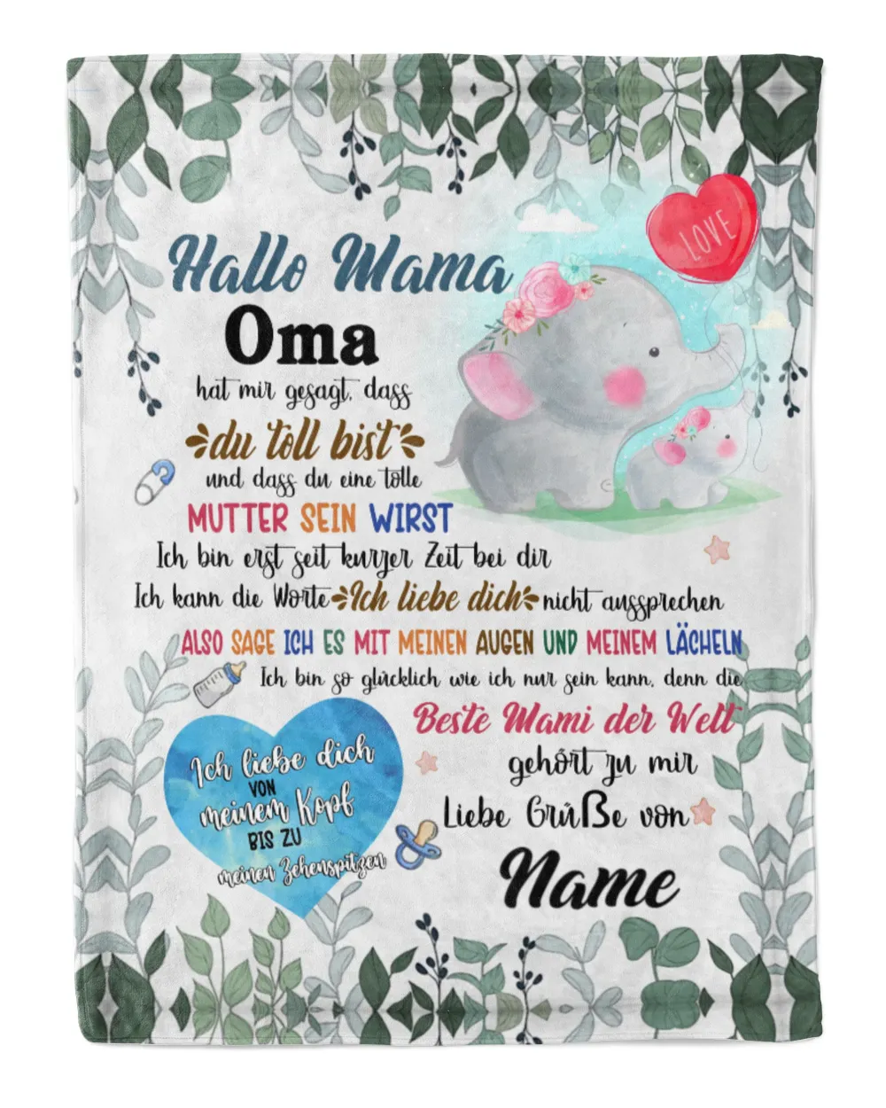 Hallo Mama Cozy Plush Fleece Blanket white 30x40in