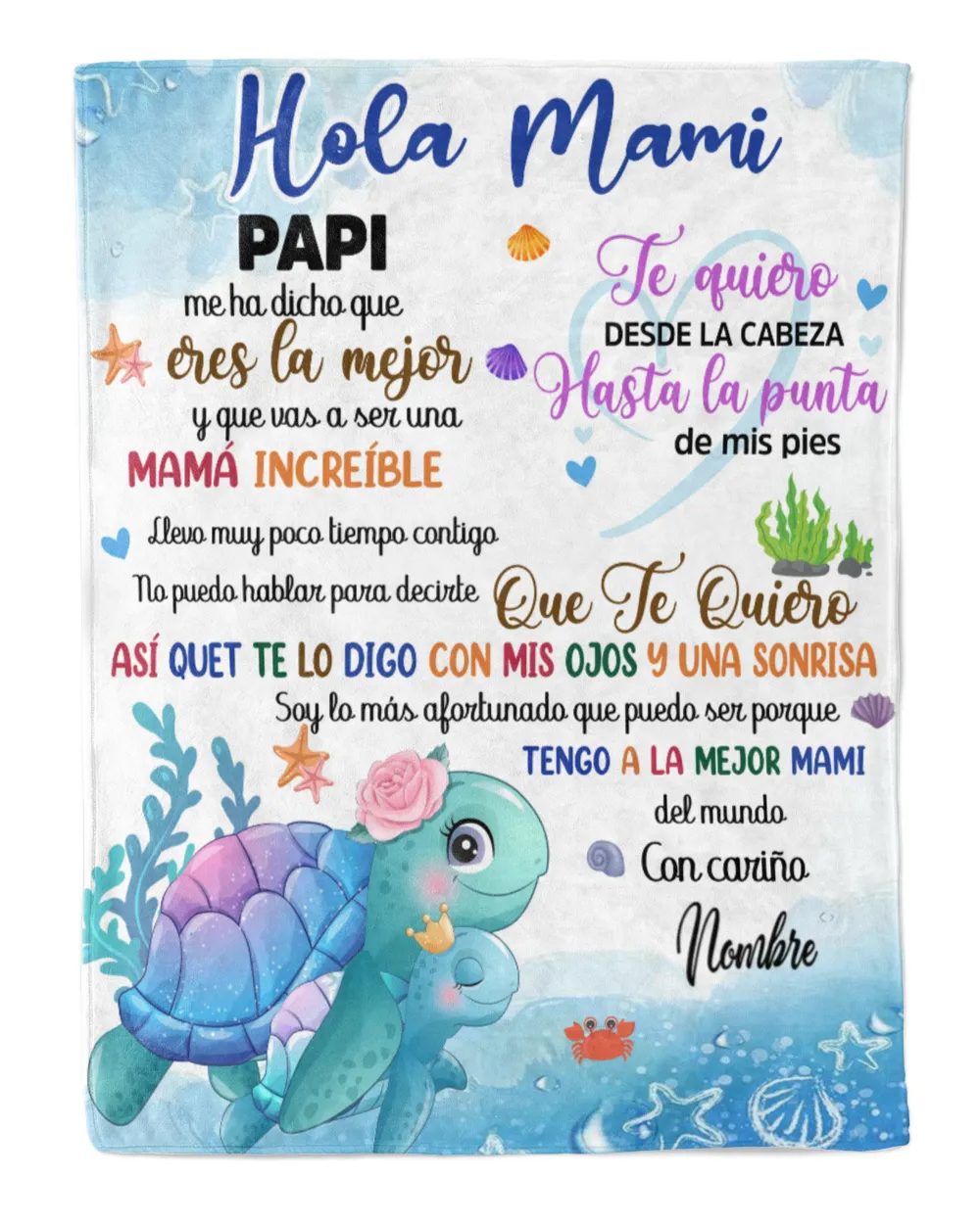 Hola Mami Papi  me ha dicho que eres la mejor y que vas a ser una mamá increíble. Cozy Plush Fleece Blanket white 30x40in