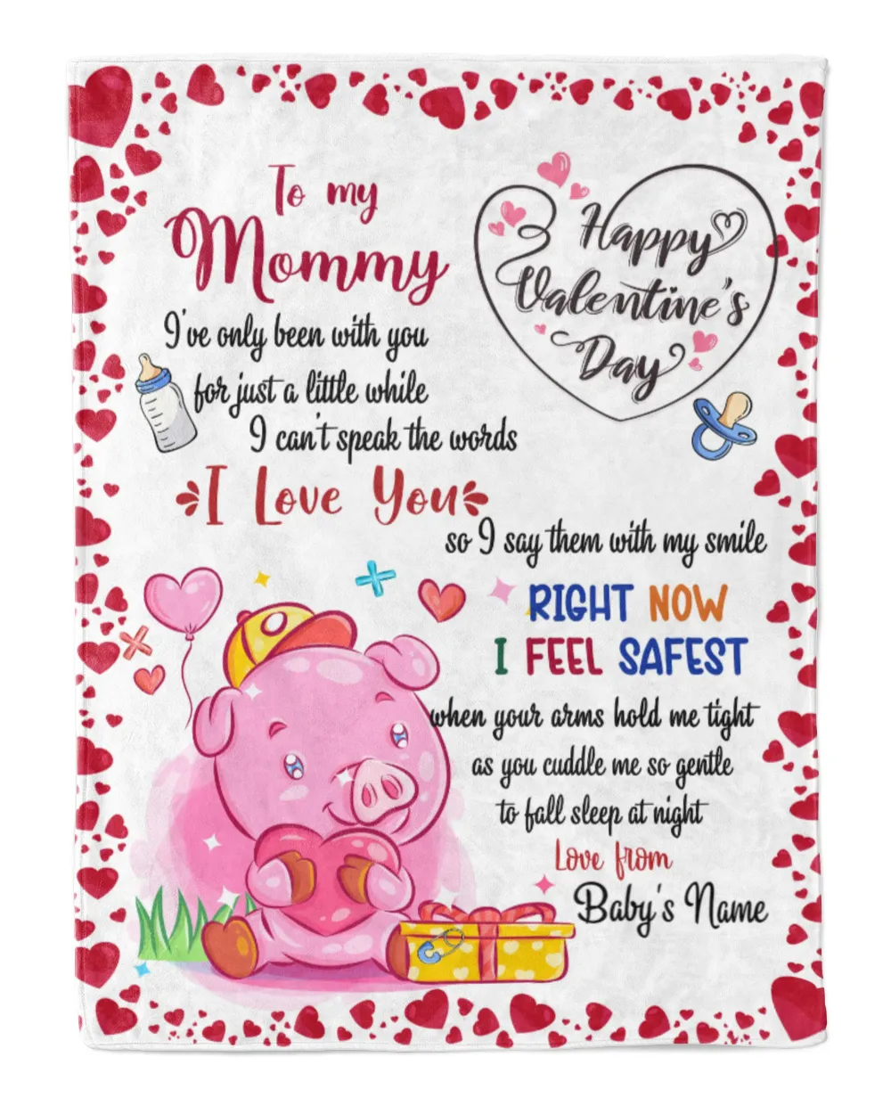 Baby Blanket, Valnetine Gift for New Mom, Happy Valentine Gifs, Valentine Gift for Wife from Pig Baby Boy