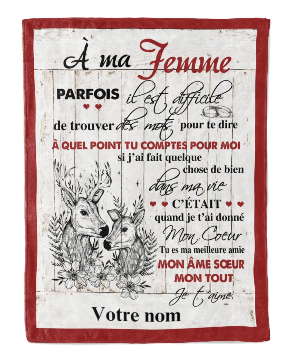 À ma Femme Cozy Plush Fleece Blanket white 30x40in