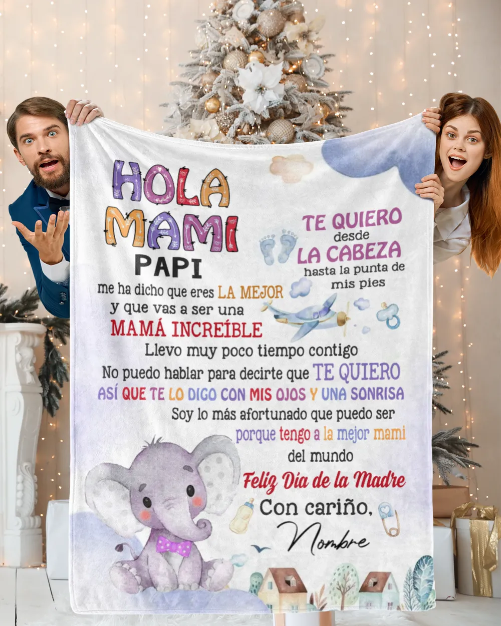 Hola mami Papi me ha dicho que eres la mejor y que vas a ser una mamá increíble. Cozy Plush Fleece Blanket white 30x40in