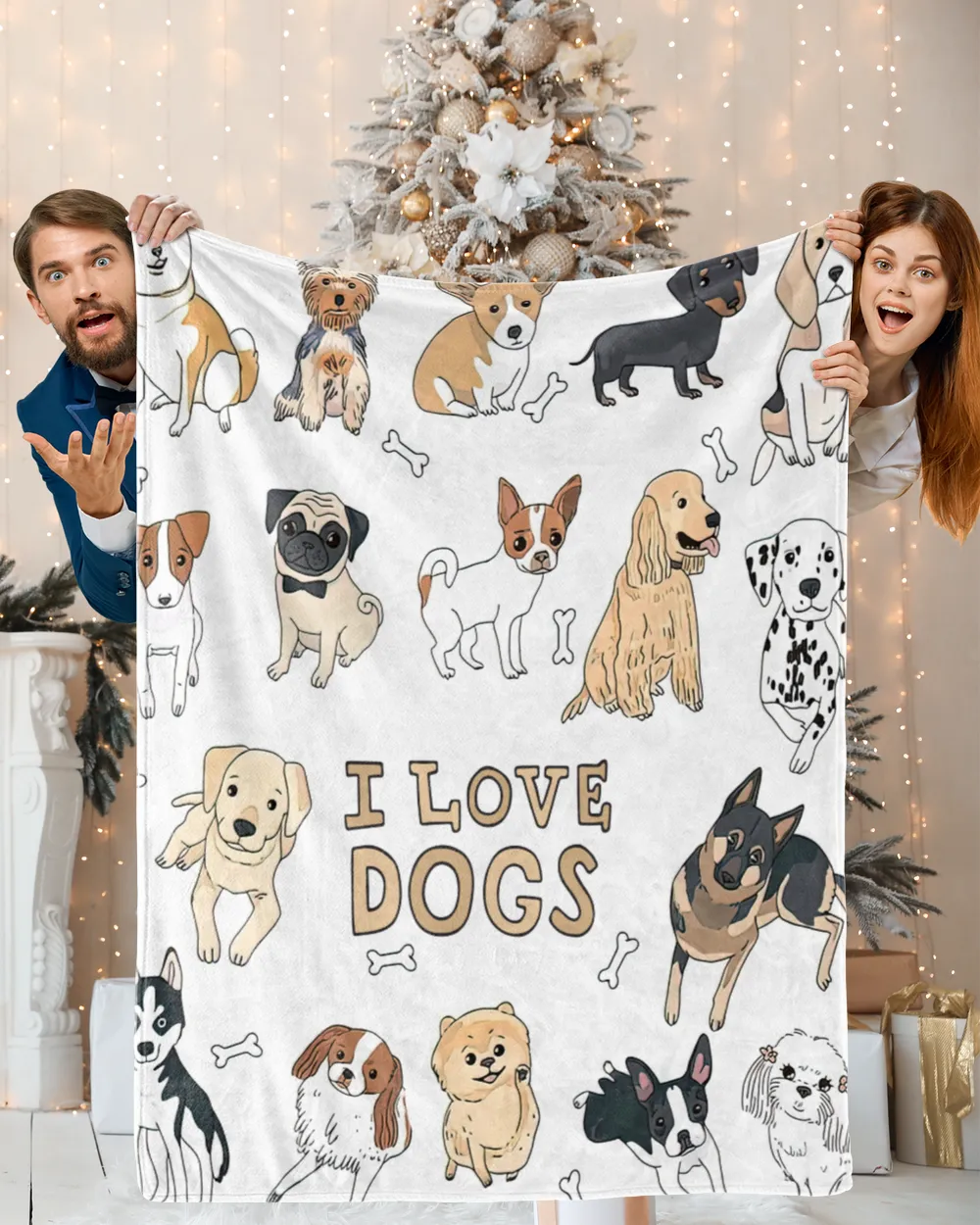 I Love Dogs Blanket - Pet Love Blanket