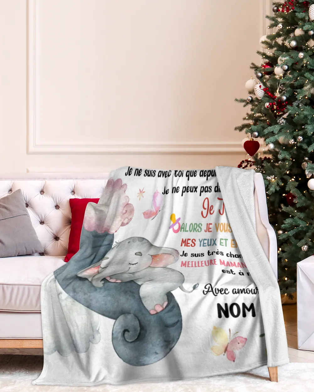 Bonjour maman Cozy Plush Fleece Blanket white 30x40in