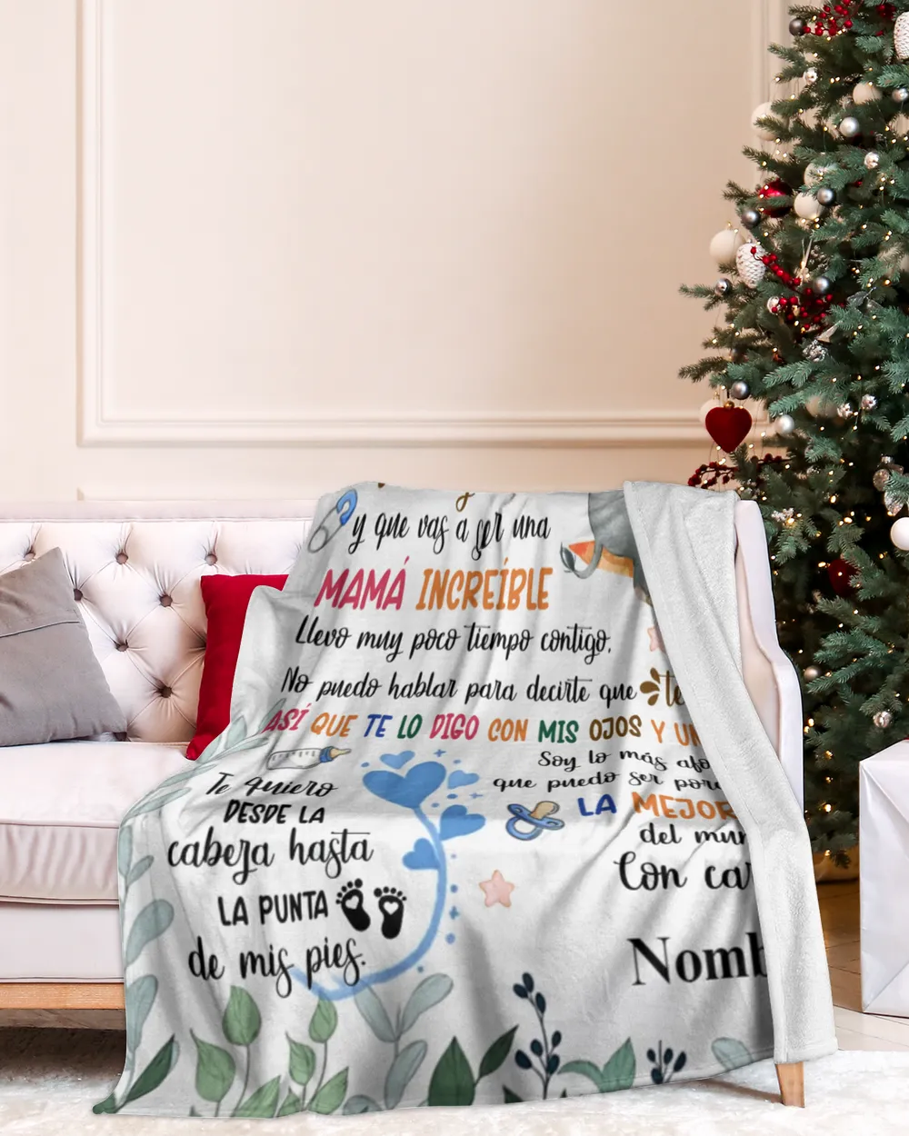 Hola mamá Cozy Plush Fleece Blanket white 30x40in