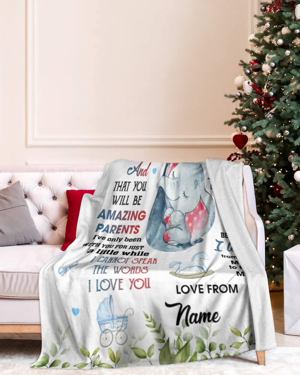 Hi Mommy and Daddy Cozy Plush Fleece Blanket white 30x40in