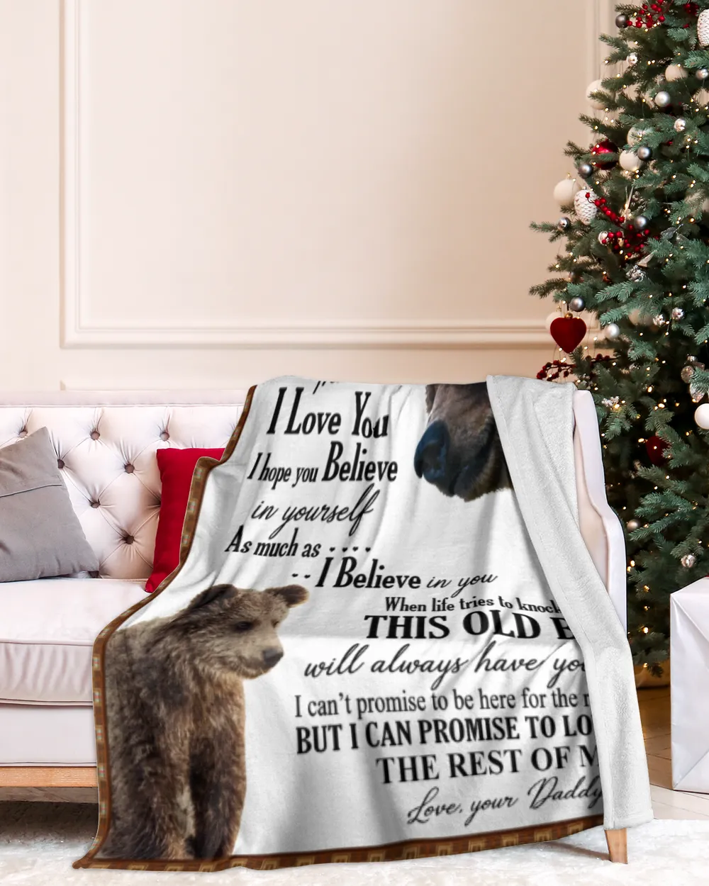 Dad to Son Cozy Plush Fleece Blanket white 30x40in