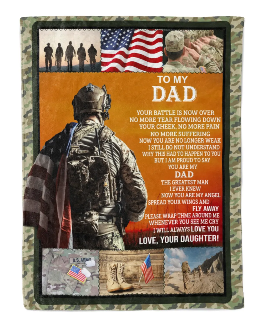 Veteran Father's Day Gifts, To My Dad Quilt Fleece Blanket