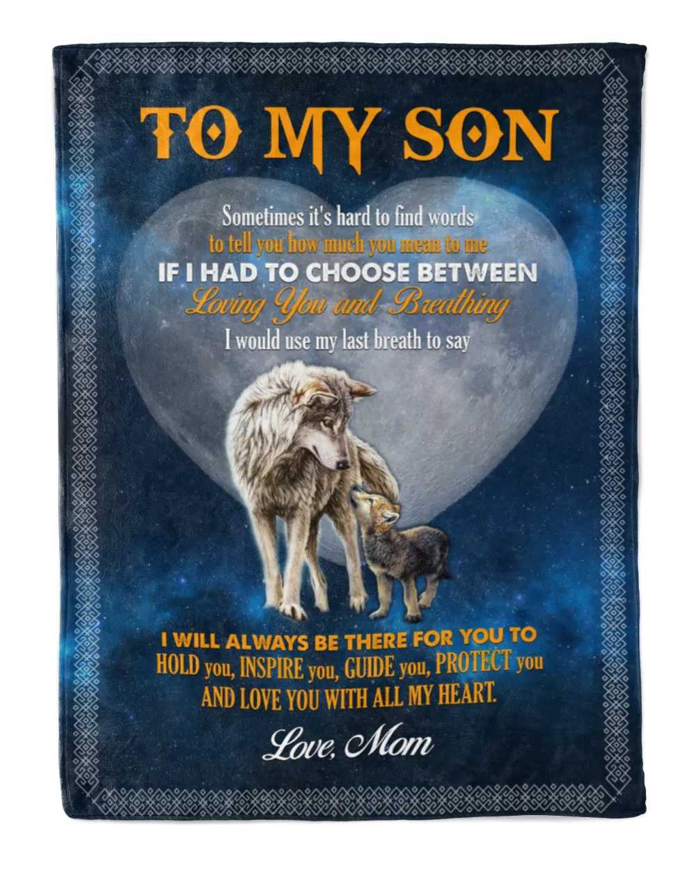 Personalized To my Son Gift,  WOLF MOON ART, Love From Mom Gift For Birthday Graduation Anniversary Wedding Gift