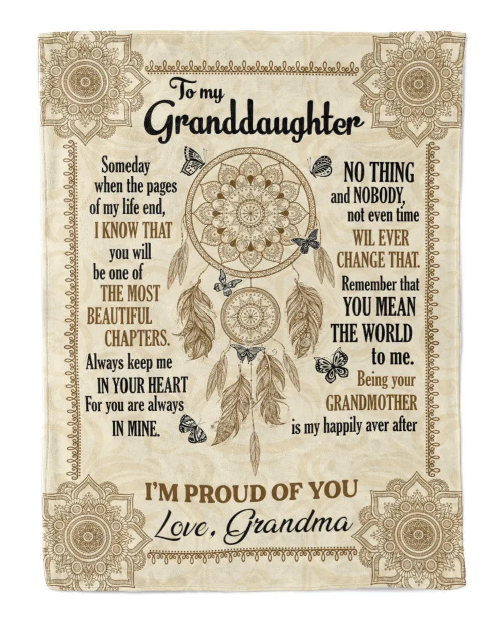 Personalized Granddaughter Gift,  MOST BEAUTIFUL CHAPTERS, Vintage Dreamcatcher and butterfly