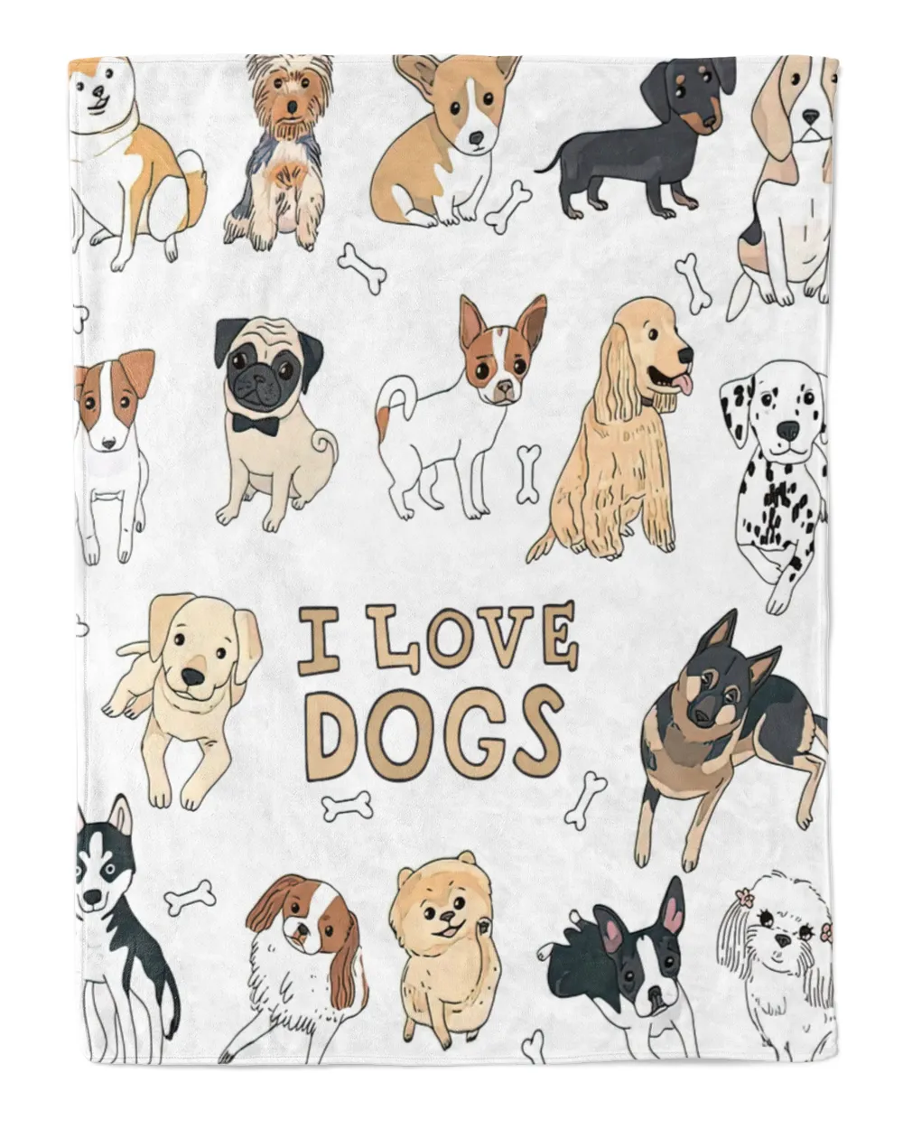 I Love Dogs Blanket - Pet Love Blanket