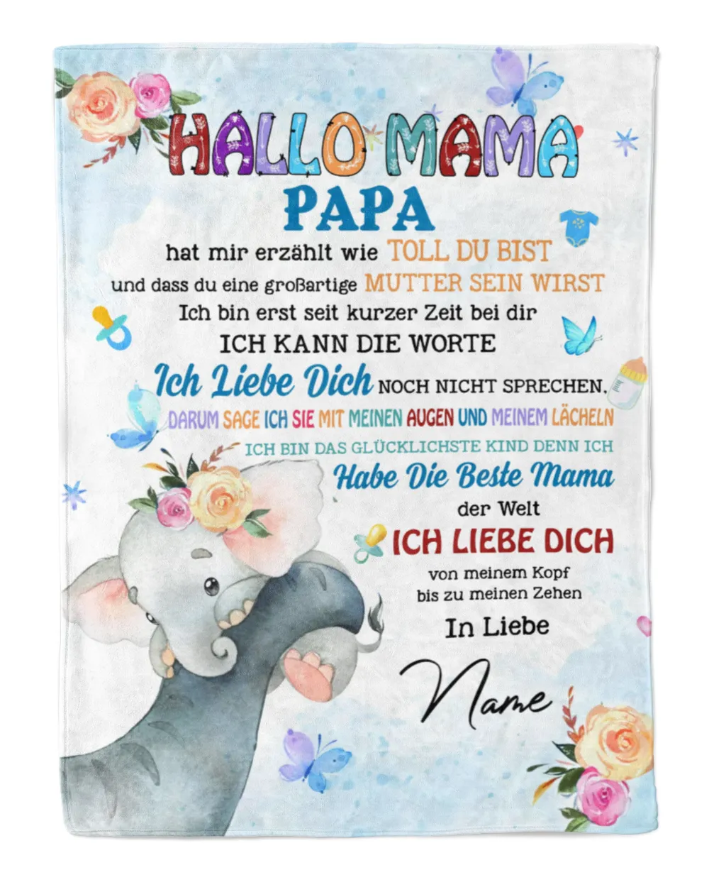 Hallo mama Cozy Plush Fleece Blanket white 30x40in