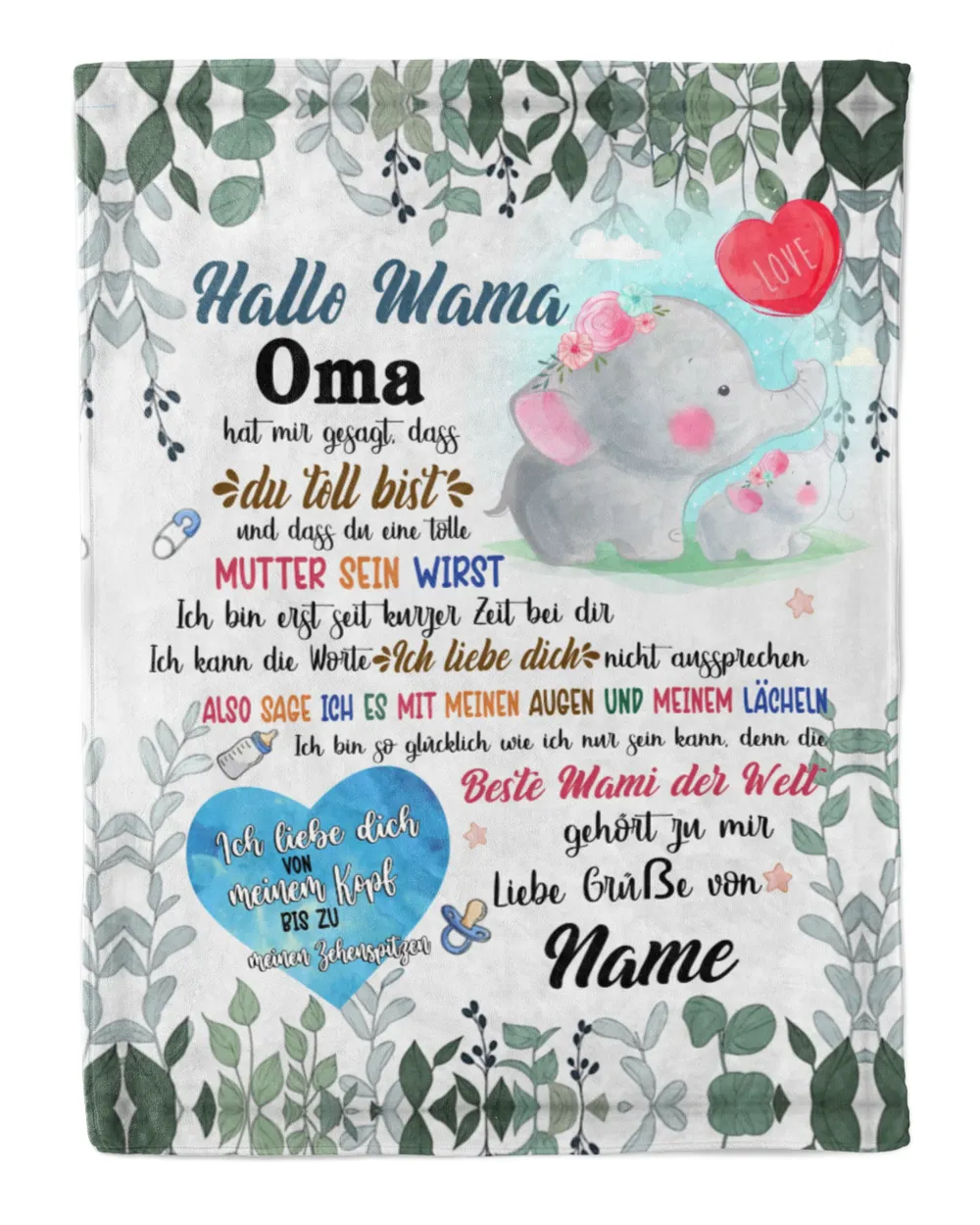 Hallo Mama Cozy Plush Fleece Blanket white 30x40in