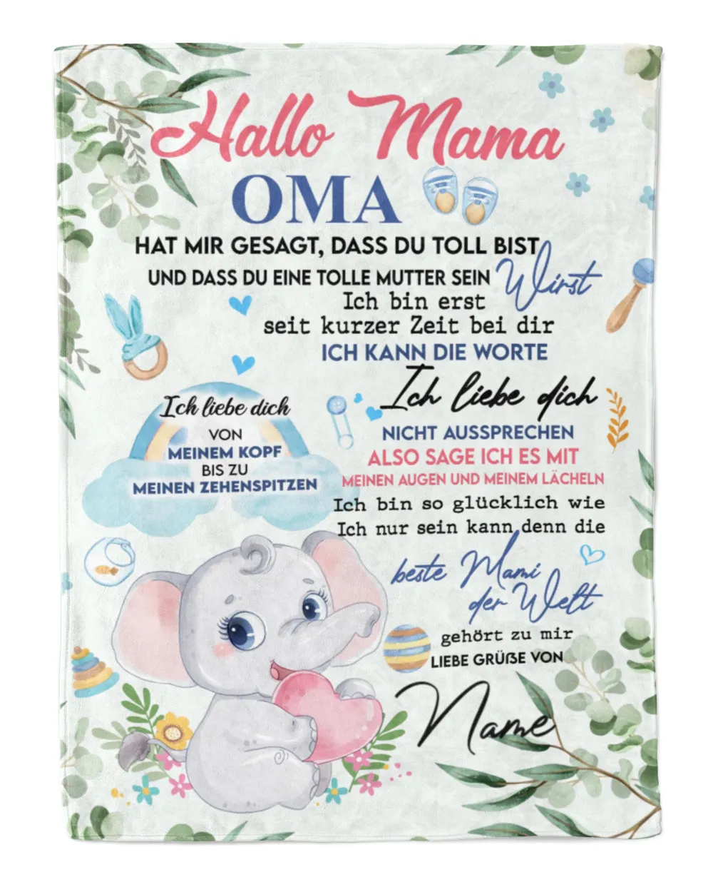 Hallo Mama Cozy Plush Fleece Blanket white 30x40in