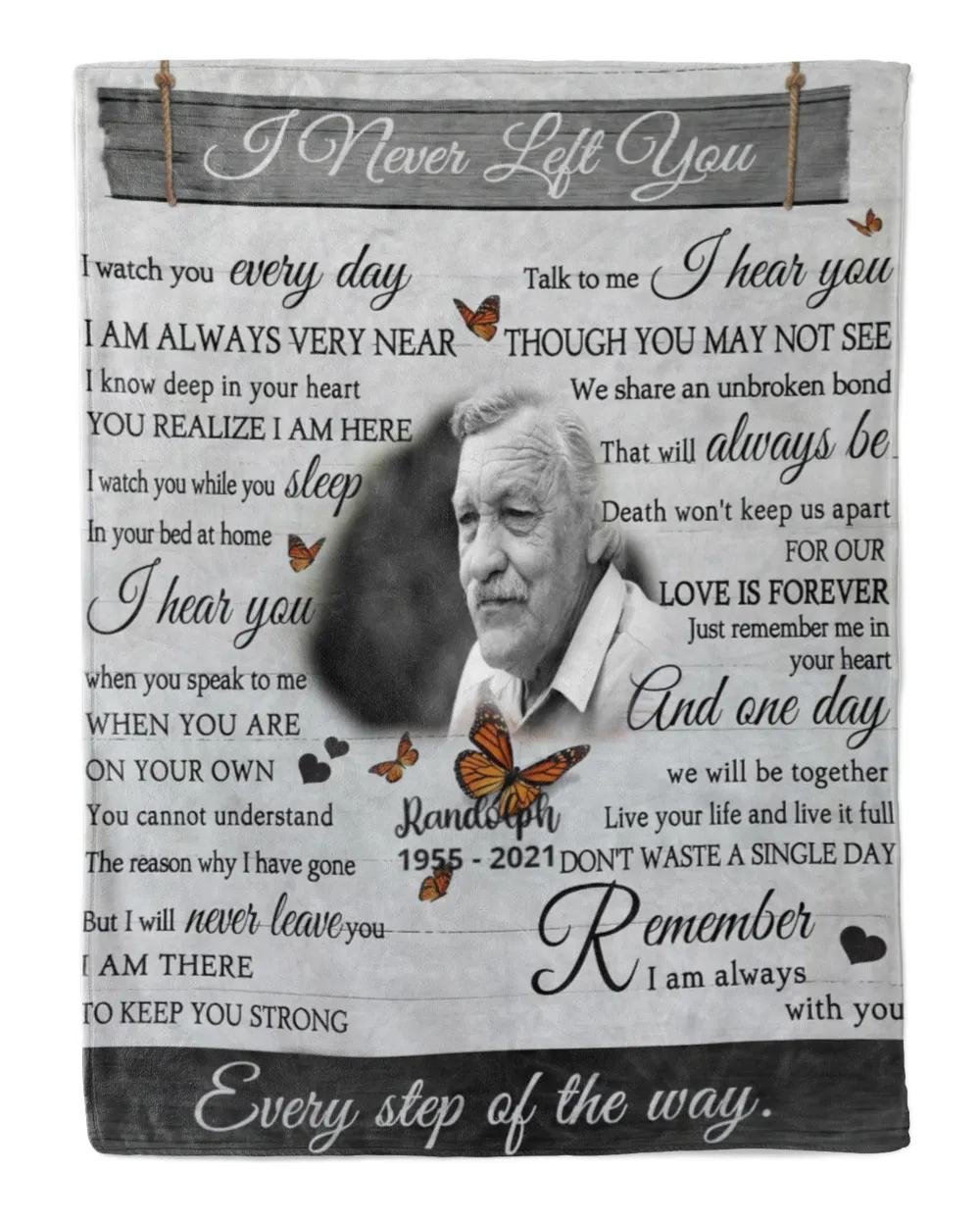 Personalized Custom I Never Left You Memorial Blanket With Pictures Sherpa Fleece Blanket FBL13 Cozy Plush Fleece Blanket white 30x40in