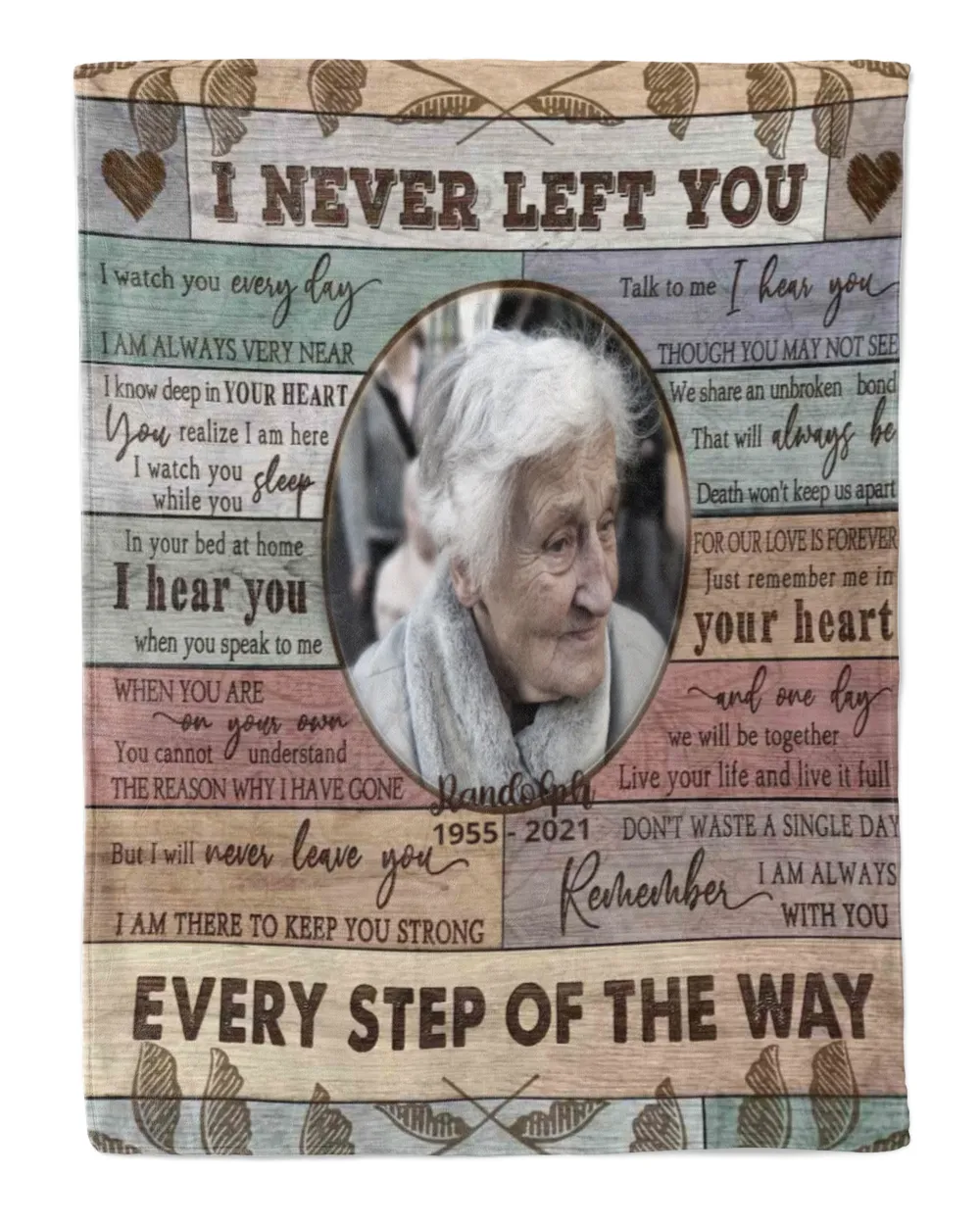 Personalized Custom I Never Left You Memorial Memory Photo Blanket Sherpa Fleece Blanket FBL22 Cozy Plush Fleece Blanket white 30x40in