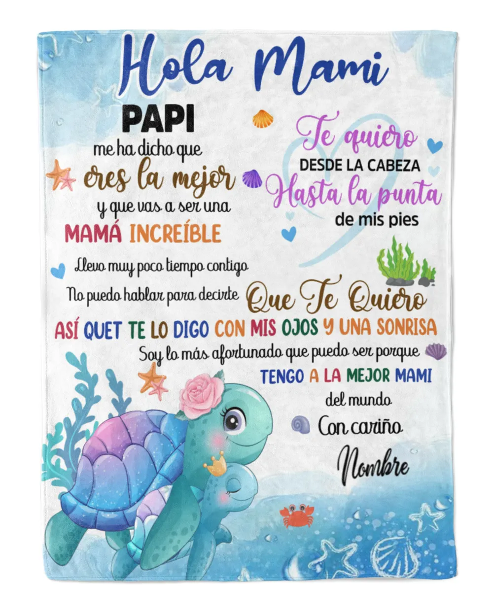 Hola Mami Papi  me ha dicho que eres la mejor y que vas a ser una mamá increíble. Cozy Plush Fleece Blanket white 30x40in