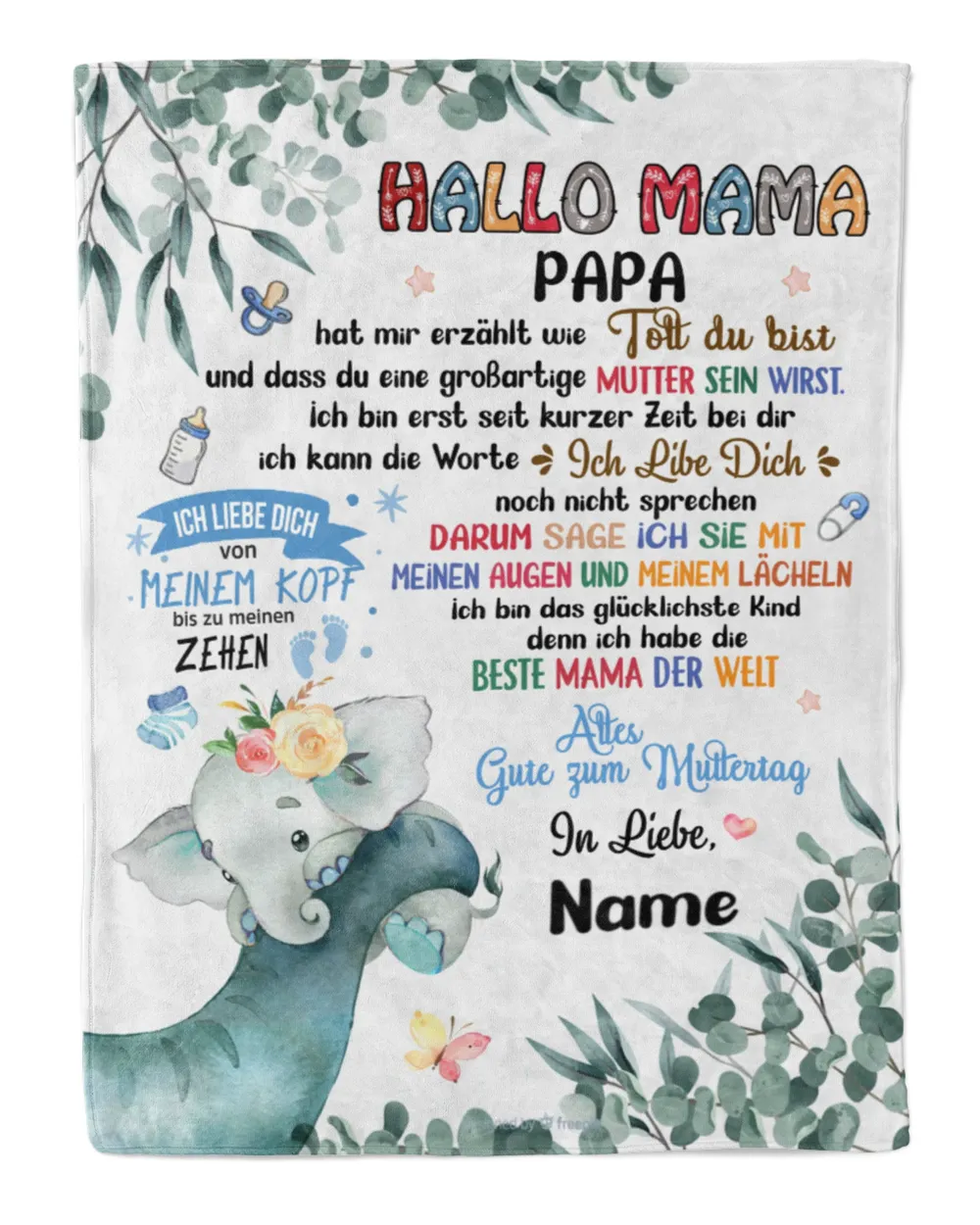 Hallo mama Cozy Plush Fleece Blanket white 30x40in