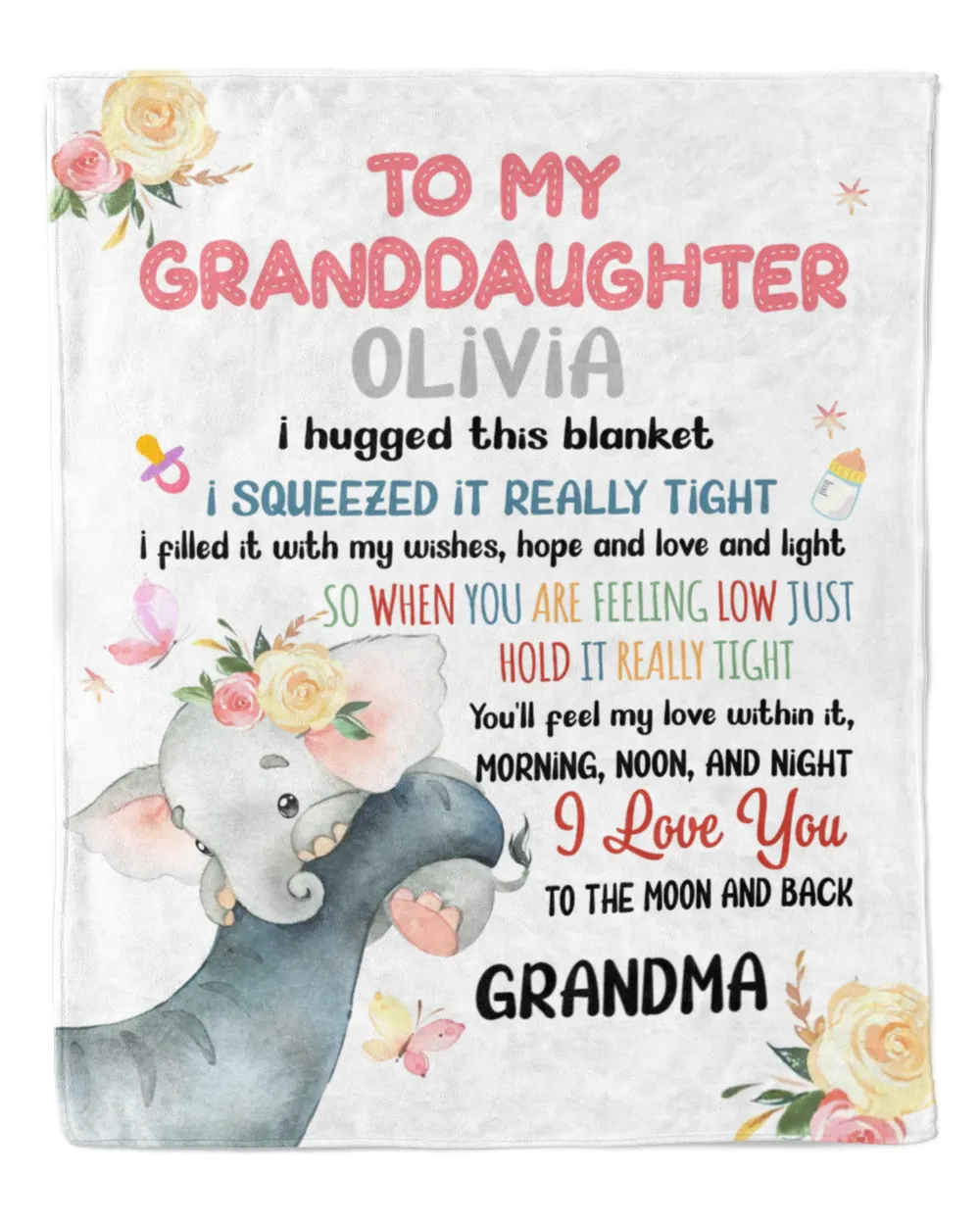 To my granddaughter Cozy Plush Fleece Blanket white 30x40in