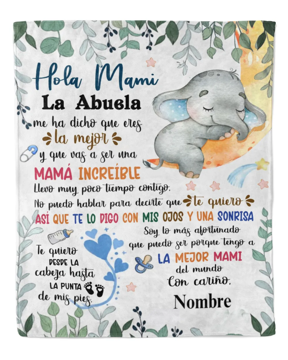 Hola mamá Cozy Plush Fleece Blanket white 30x40in