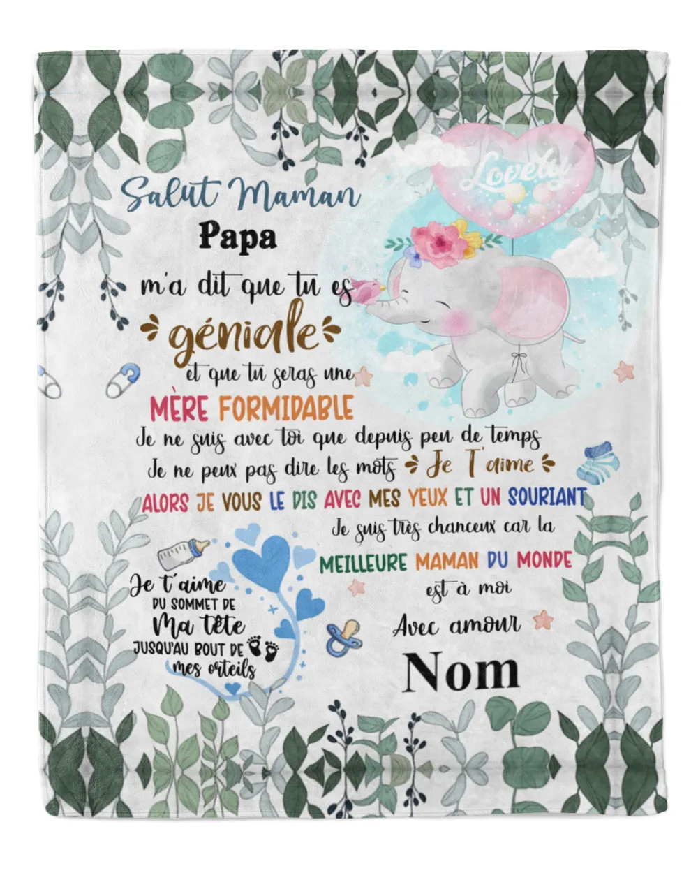 Bonjour maman Cozy Plush Fleece Blanket white 30x40in