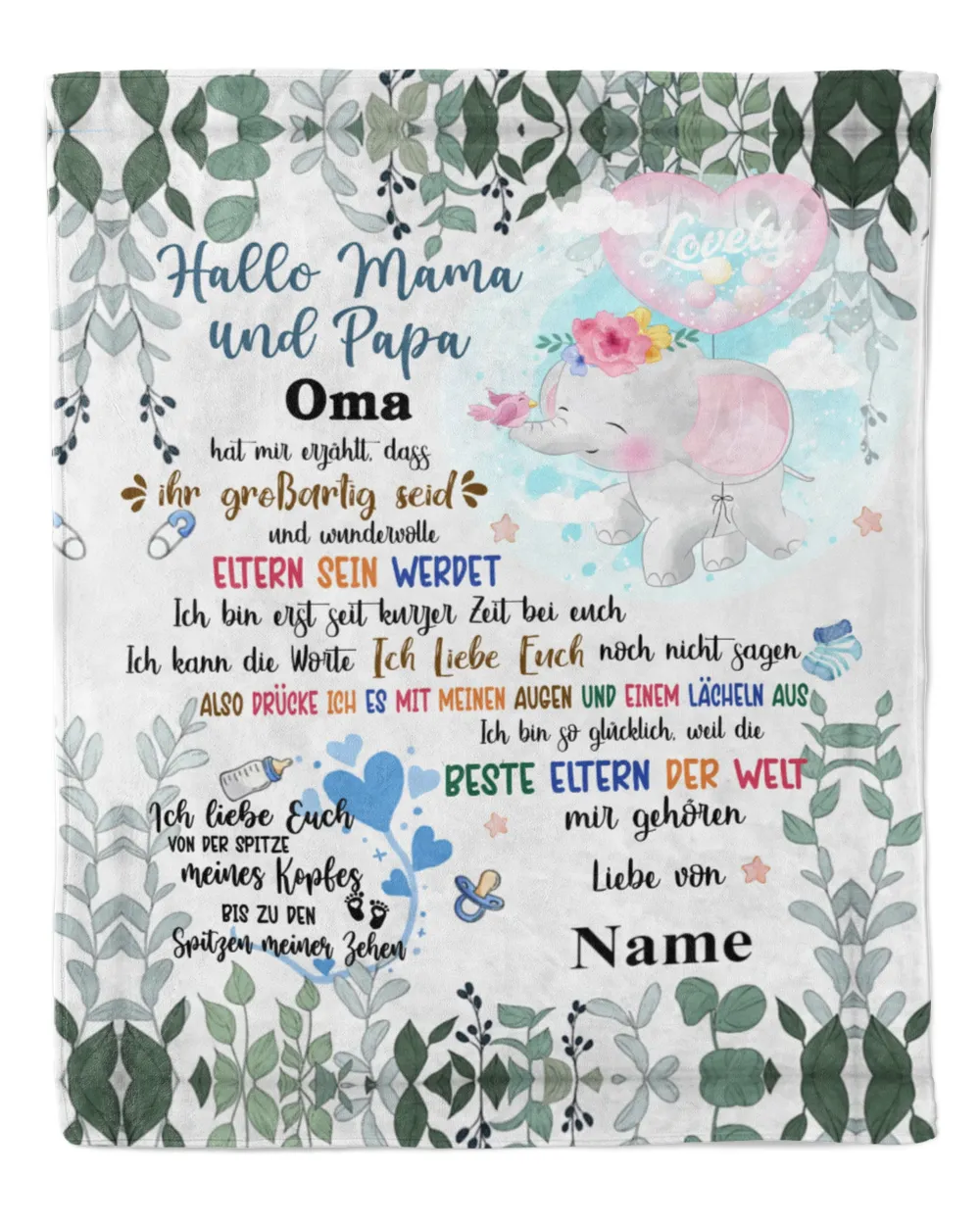 Hallo Mama und Papa Cozy Plush Fleece Blanket white 30x40in