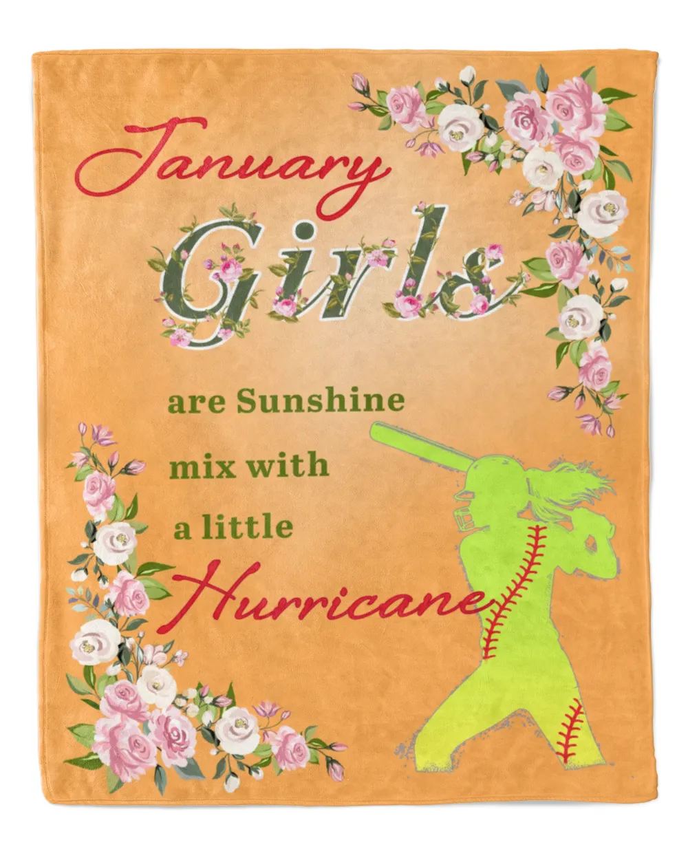 January Girls  Softball Blankets- Birthday Gifts- Softball Blankets- Softball Lovers Cozy Plush Fleece Blanket white 30x40in