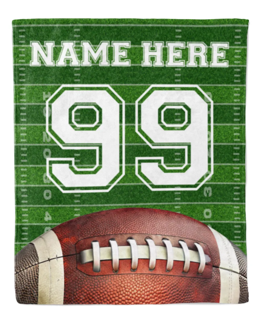 Flag Football Blanket - Customize Your Name and Number Cozy Plush Fleece Blanket white 30x40in